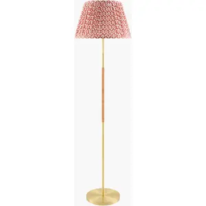 Red Traditional Floor Lamp with linen details for living rooms or reading corners