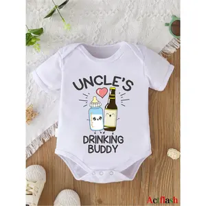 Uncle's Drinking Buddy Baby Onesie - Fun Uncle-Themed Graphic, Comfy Cotton Short-Sleeve Romper for Boys, Perfect for Outdoor Play, White, Perfect for Outdoor