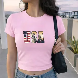 USA Statue of Liberty Skyline Baby Tee, Vintage America Flag Graphic Tee, Patriotic New York Style Outfit, 4th of July Baby Tee.