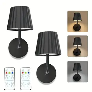 2pcs/1pc Smart LED Wall Lamp, USB Rechargeable Wall Sconces, Touch for Remote Control Infinite Dimming, Dimmable Wall Lamp, Timing, for Bedroom Mirror Living Room Wall Painting, Home Decor Lighting