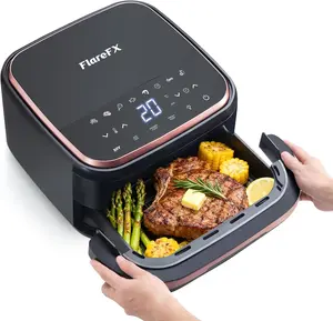 11-in-1 Air Fryer Oven with Dual Heating Elements, 4.5QT Fast Air Circulation, Digital Touchscreen Display, Observation Window & Non-Stick Baking Tray, Oil-Free, Easy to Clean, Suitable for 1-4 People