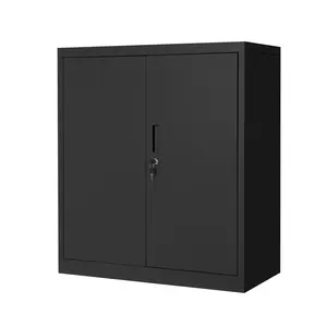 Lockable Steel File Cabinet for Office or Garage – Heavy Duty Metal Storage Locker, 2 Adjustable Shelves, 36-Inch Secure Storage Cabinet with Keys, for Office, Home, Garage, or Workshop, Black/White