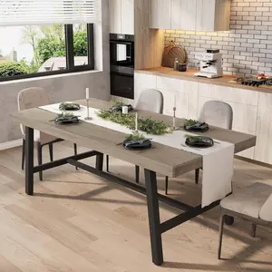 Garvee Industrial Dining Table, Seats 6–8, 70.87" Long Rectangular Kitchen Table with Sturdy Metal Frame, Non-Extendable, Ideal for Dinner, Kitchen & Dining Room, Grey