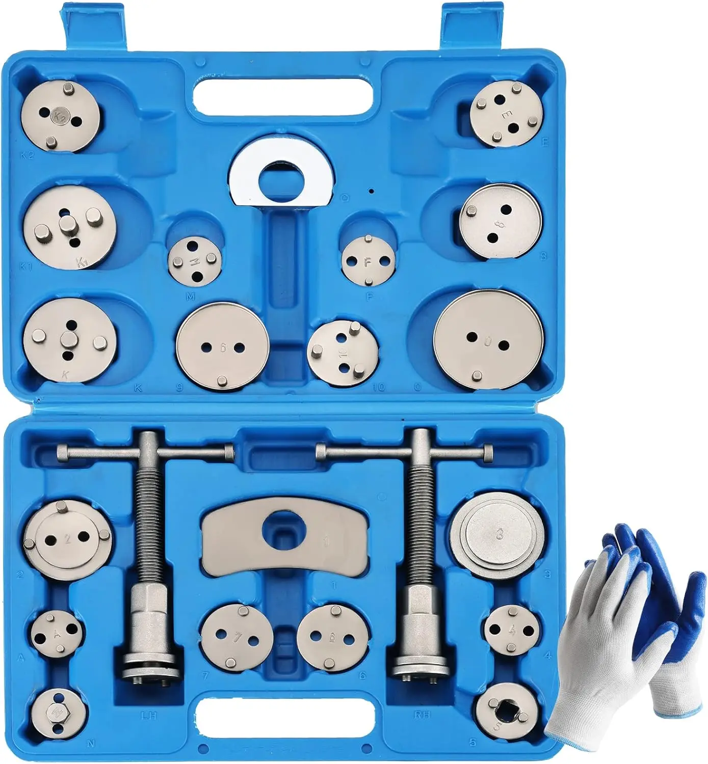 24 count Disc  Caliper Tool Kit | Heavy Duty Disc   Caliper Compressor Rewind Tool Set for  Pad Replacement Reset, Fits   European  Autos (Blue)