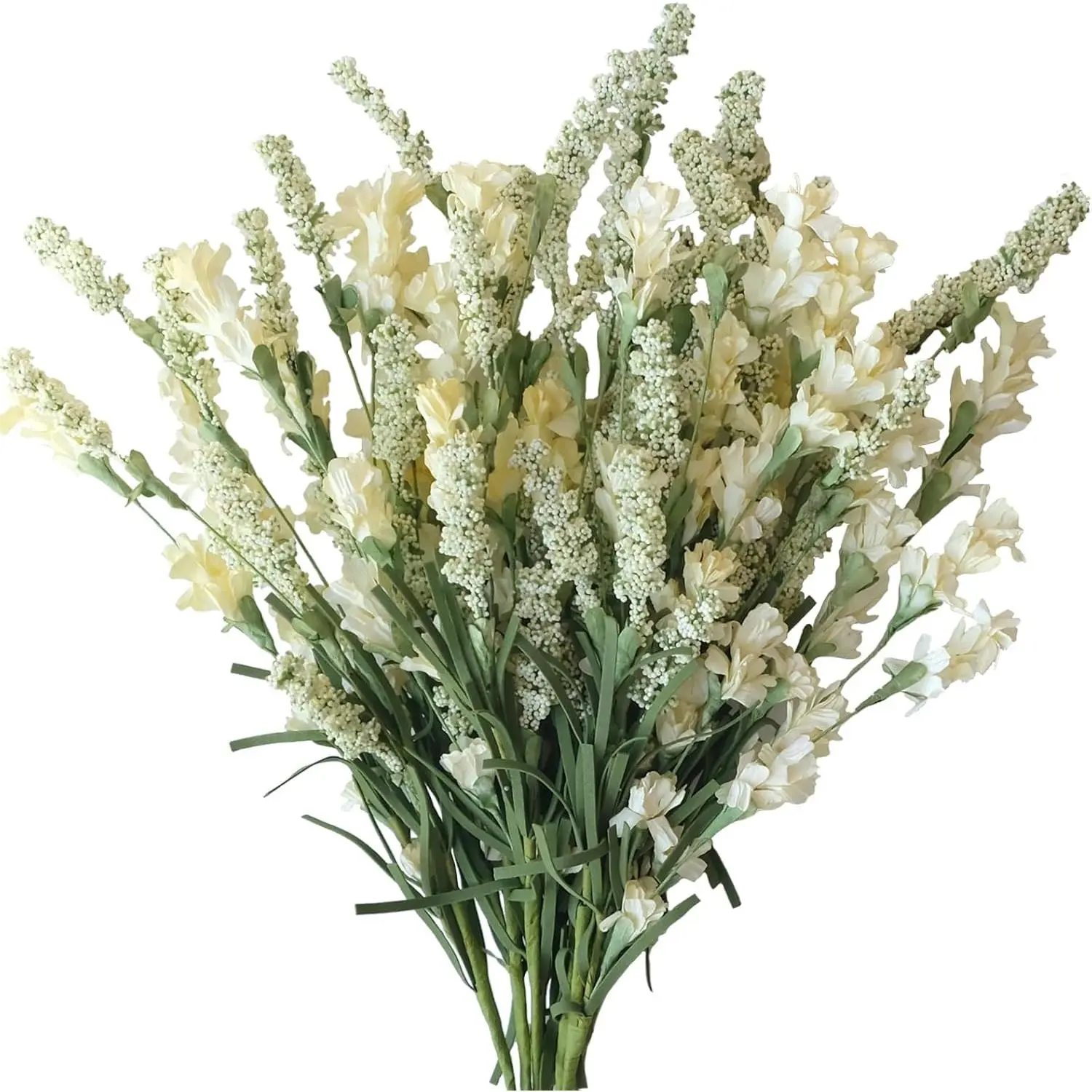 10-Piece Bulk Artificial Flowers, Milky White Spring-Summer Wedding Party Vase Bouquet Floral Arrangement, Multiple Pieces Home Decor Indoor Decor