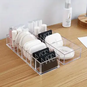 Transparent Acrylic Cosmetics Storage Box Divided Compartments Makeup Holder Jewelry Make Up Organizer for Home Plastic Desktop Storage Boxes Clear Storage Box
