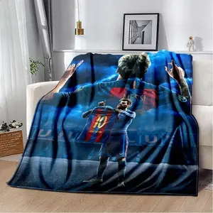 Leo Messi Blanket NO.10 Football Messi Blanket  Football Fans Gifts  Soft Flannel Blanket Suitable For Sofa Beds Living Rooms Beloved By Both Adults And Children Birthday Gifts Holiday Party Home Decor