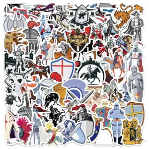 Medieval Knight Series Sticker, 50pcs/set Self Adhesive Decorative Stickers, DIY Decals for Water Bottle, Laptop, Phone Case, Scrapbooking, Journal Making