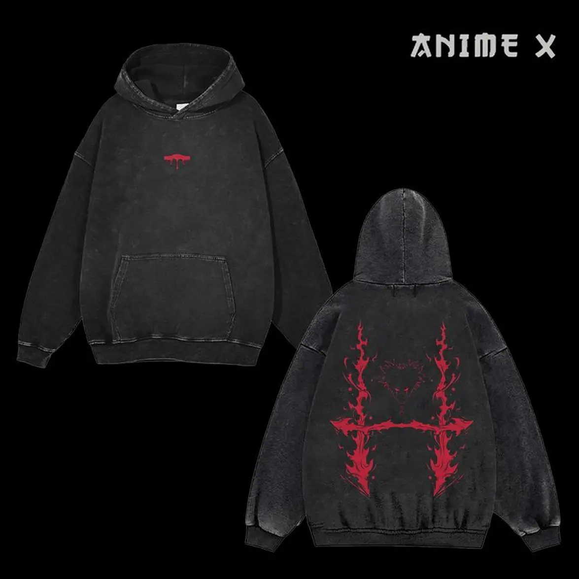 Gildan Unisex Jujutsu Kaisen Hoodie with Choso & Cursed Womb Graphic, Soft Vintage Washed Cotton-Blend, Retro Streetwear in an Oversized Fit, Tee, Tshirts, Light, Garments, Fabric, Everyday, Polyester, Stretchy, T-Shirt, Party, Loose, Tops, Sweaters, Crew