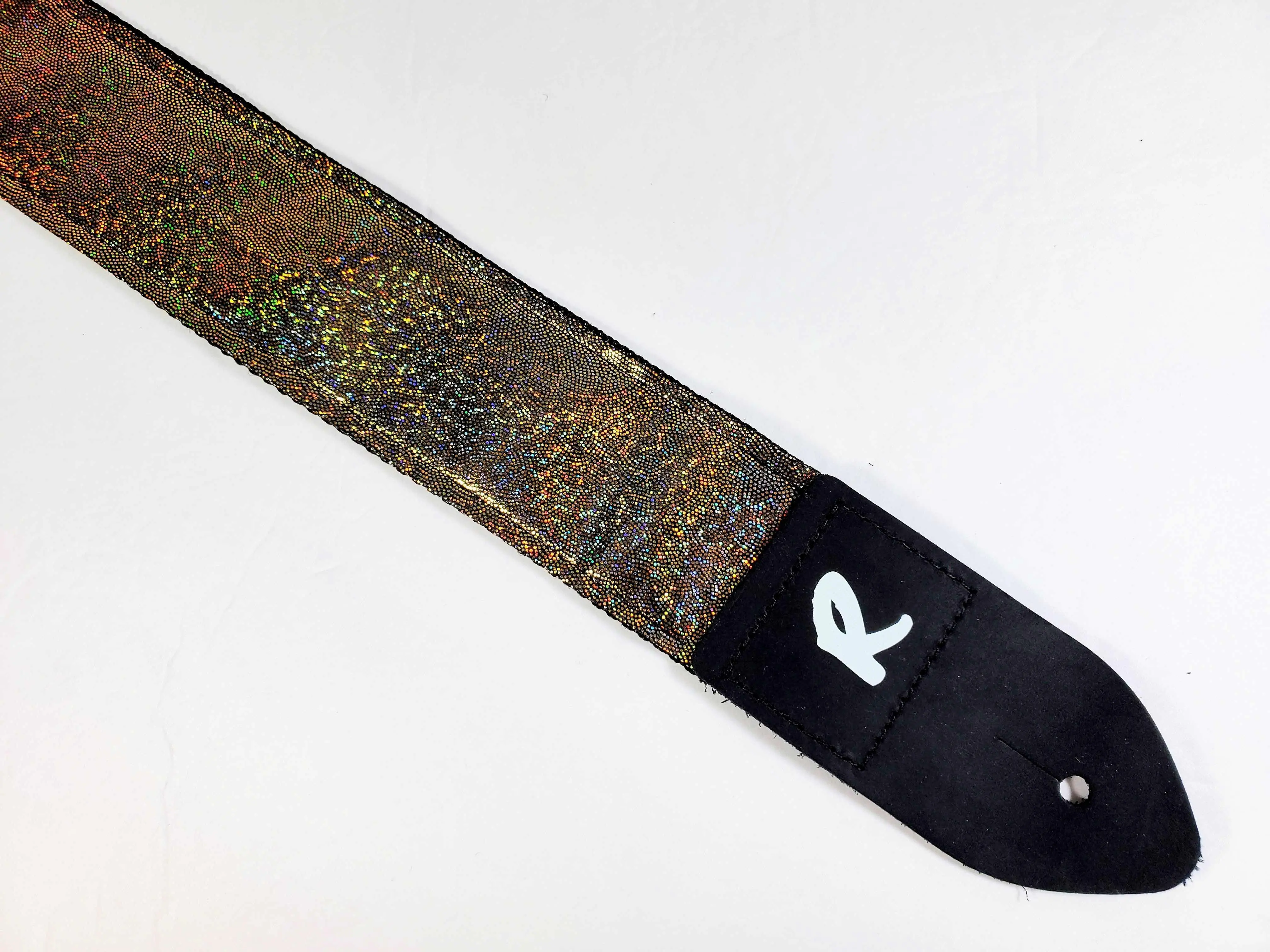 Gold Iridescent Sparkle Guitar Strap - Glam Rock Guitar Strap -