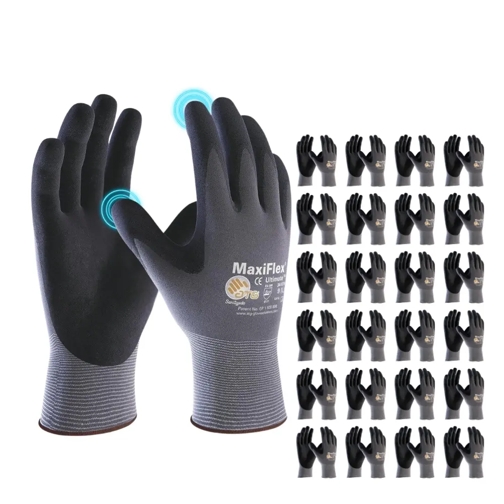 6/12/24 Pairs - Safety Works Maxiflex, Micro-Foam Coated Palm & Fingers for Secure Grip and Abrasion Resistance - Ideal for Gardening, Cleaning and Everyday Work