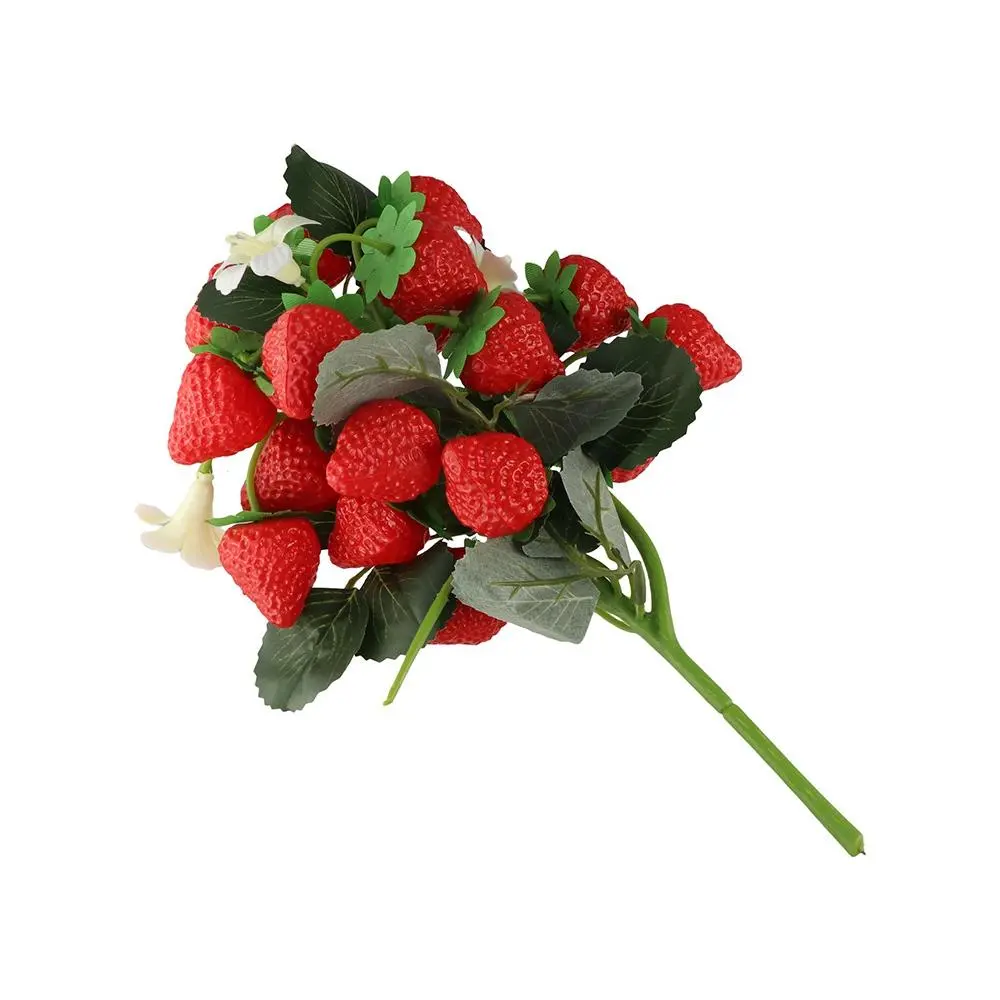 Lifelike Artificial Strawberry Berry Branch Plastic Creative Strawberry Bouquet DIY Artificial Strawberry Stems Wedding