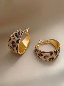1 Pair Vintage Flocked Leopard Print Unique Design Hoop Earrings For Women, Hoop Jewelry, Suitable For Parties, Gatherings, Women's Everyday, Vacation Outfits, Ins Style Design, Daily Wear, Gift For Friends, Family, Couples