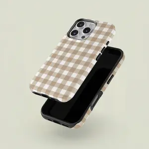Brown Gingham Phone Case |   Cottagecore Checkered Case | Fall Autumn |   iPhone 16 15 14 13 12 11  Pro Max Samsung S25 S24 S23 Ultra Compatible with Samsung Galaxy S25