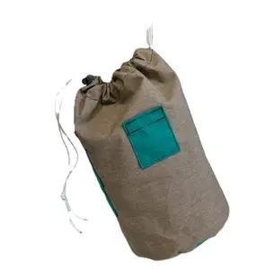 Round Style -Closure Web Strap Fabric Bag with Two Pockets