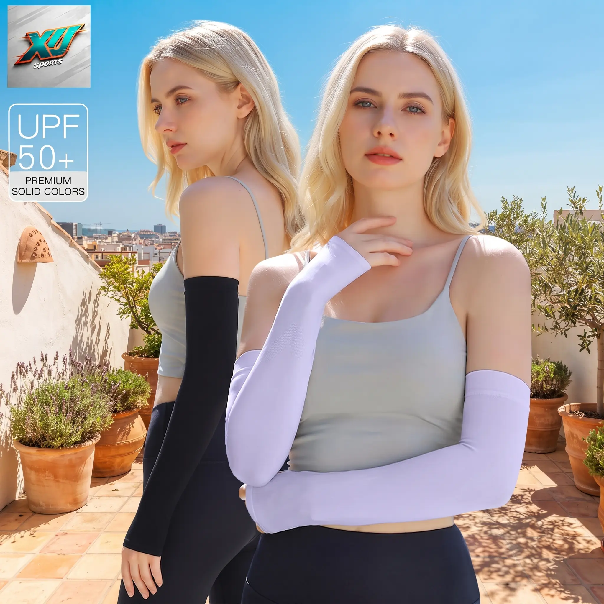 Unisex Cooling Arm Sleeves - UPF50+ UV Protection, Fingerless, Breathable Ice Silk, Snug Fit Sporty Sports Sleeves & Support for Running/Cycling Outdoor Activities, Outdoor Sports