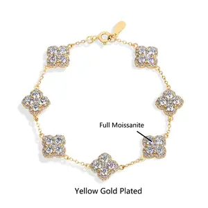Full Moissanite Diamond Bracelet DVVS1 for Women 925 Sterling Silver Gold Plated Lucky Engagement Wedding Jewelry Gift