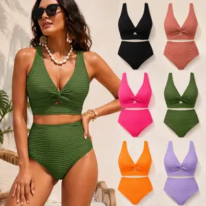 Shapellx HighWaist Swimwear Sculpting Two-Piece Bikinis Set with Bust-Defining Crisscross Top & High-Waisted Brief for Flattering Silhouette Swim Bodysuit Set Swim Shapewear