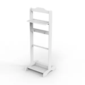 Accent Portable Garment Rack,Clothes Valet Stand with Storage Organizer,White Finish Compartment Installation