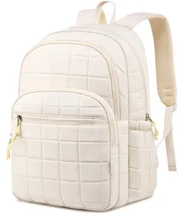 Unisex Quilted Laptop Backpack - Lightweight, USB Charging Port, Built-In Organizer, Casual Luggage Bag, Quilted Laptop Bag