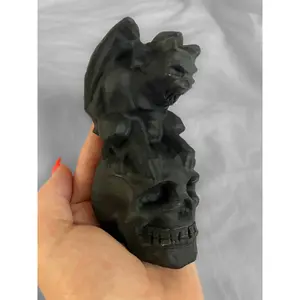 Black Obsidian Skull with Gargoyle