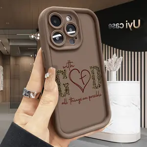 With God all things are possible Compatible with iPhone 16 16e 15 17 Air 14 13 12 11 Pro Max Plus X XS Rugged Durable shockproof Anti-Scratch soft Silicone case Protection Cellphone Protective Smartphone