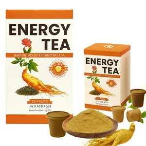 Energy tea| ginseng | No Sugar| Non-GMO |Energizing & lmmune l Support Supplement for Exercise Consumption l Beverage Herbal Healthy Vegan Healthcare Organic Fitness Dietary Edible Tea turmeric ginger detox men woman freezedried herb