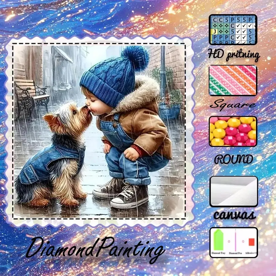 5D-DIY, Advanced Velveteen Canvas, Diamond Art, Diamond Painting Kit, AB Diamonds in the Rain, Fairy Dust Diamonds, Crystal Diamonds, Perfect Home Decoration, Handmade Diamond Art Painting Kit, Special Craft Diamond Art Kit, Round