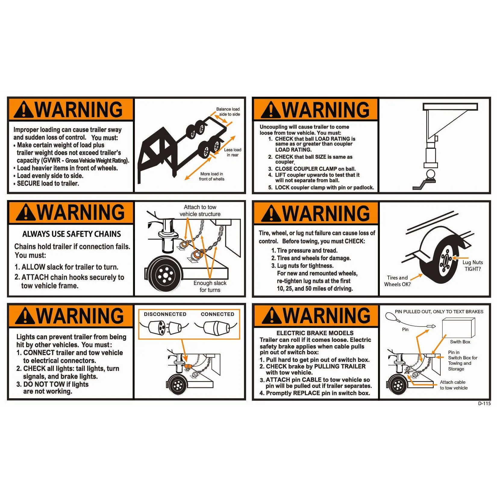 D-115 Warning: 6-in-1 Proper Trailer Loading