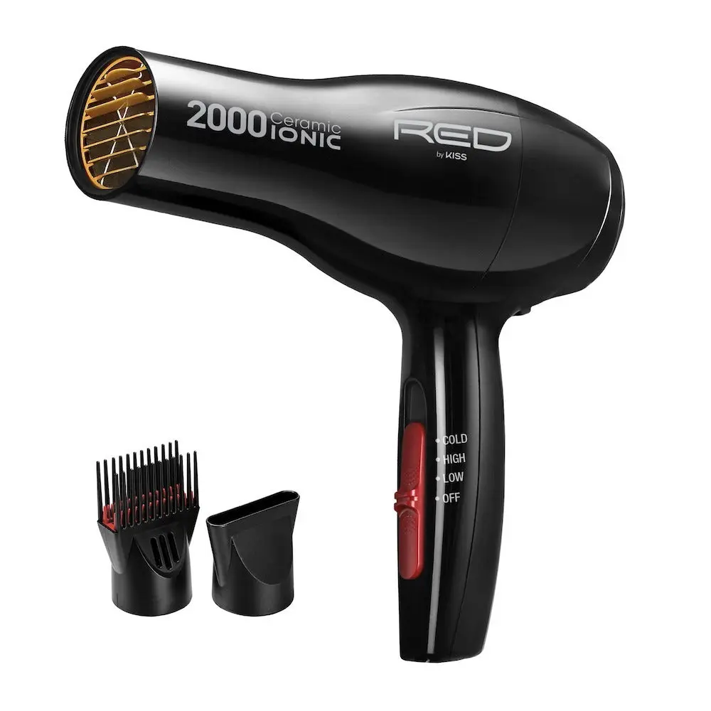 RED by KISS 2000 Ceramic Ionic Hair Dryer 2 Styling Attachments RED by KISS 2000 Ceramic Ionic Hair Dryer 2 Styling Attachments