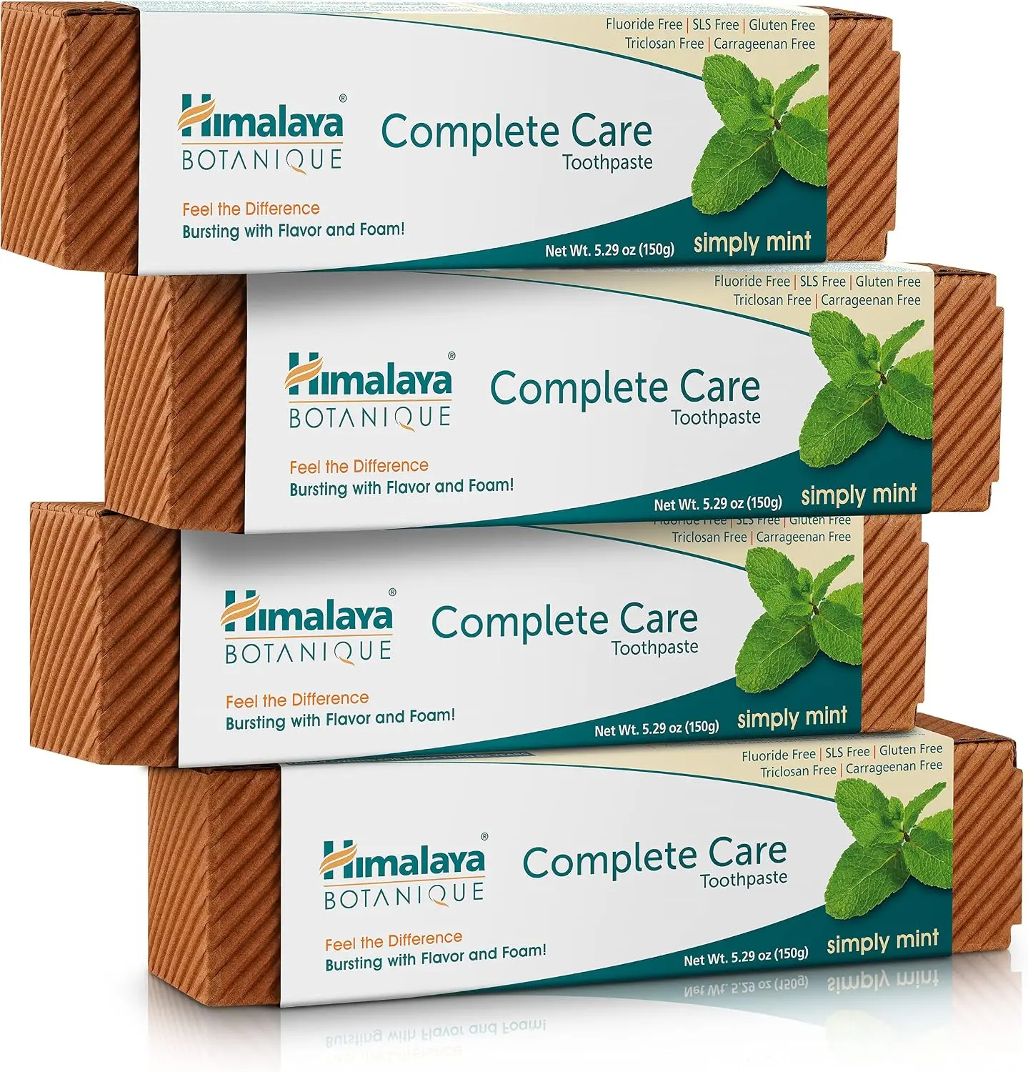 Himalaya Botanique Complete Care Toothpaste, Mint Flavor, 5.29 oz, 4 Pack | Fluoride Free Toothpaste with Xylitol & Neem, For Clean Teeth & Fresh Breath - SLS Free, No Artificial Flavors or Colors
