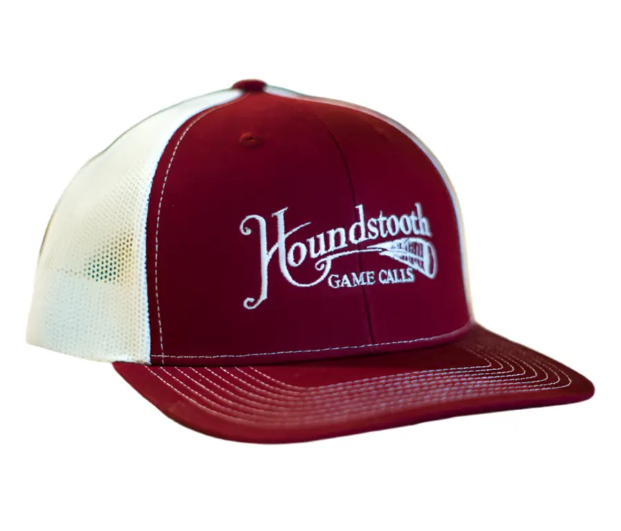 Houndstooth Maroon & White Snap Back Trucker Hat Houndstooth Maroon & White Snap Back Trucker Hat