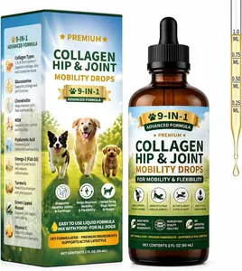 Collagen for Dogs,Dog Hip and Joint Supplement,9-in-1 Liquid Collagen Types I,II & III,Joint Pain Relief for Dogs,Recover Normal State,Repair Skin,Coat,Salmon Flavor Easily Accepted,No Allergens,60ML