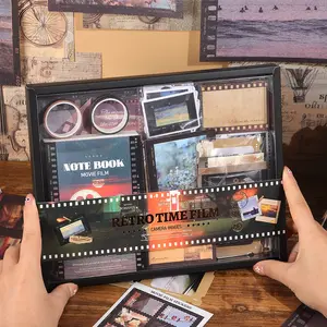 1 Set Scrapbooking Supplies Kit, Vintage Film Scrapbook Page Different Patterns For Bullet Junk Journal, Stationery, A6 Grid Notebook, DIY Journaling, New Year Craft Gifts, Women, Men