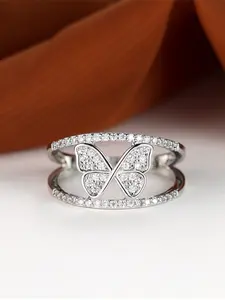 A platinum white zirconia butterfly ring, is fashionable, high-end and simple, suitable for women to wear during proposals, travels and daily life, Artificial Zircon Rings, CZ Ring, Promise Ring, Engagement Promise Ring