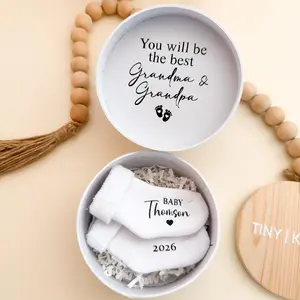 Grandparents Pregnancy Announcement Box - Baby Custom Booties Gift