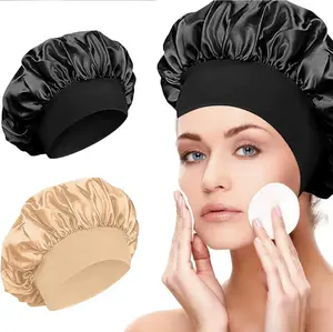 1 - Piece Silk Sleeping Cap,Satin Hair cap ,Women's Wide -Brimmed High-Elastic cap ,Silk Sleeping Cap,High-End satin Hair Protector Cap ,Curly Silk Hairband
