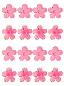 16Pcs Flower Power Mini Hair Claw Clips Set, Non-slip Small Floral Jaw Clips for Thin Thick Hair, Sweet Macaron Colors Hair Pins for Ponytail Braid Accessories, Perfect Daily Hair Styling Tools