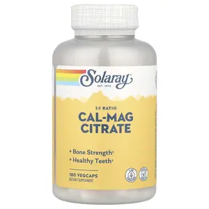Solaray Cal-Mag Citrate, 1:1 Ratio, 180 VegCaps