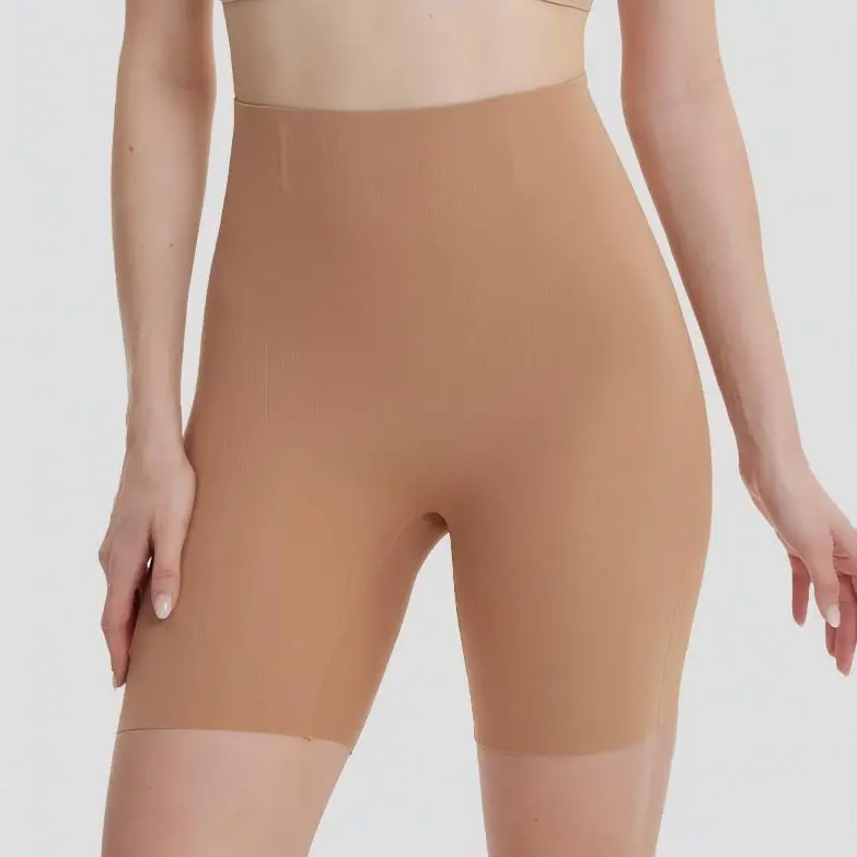 Women's High-Waisted Seamless Compression Shapewear Shorts - Everyday Tummy Control, Mid-Thigh Slimmer, Cheeky Fitted Smooth Basic Underwear for Dresses