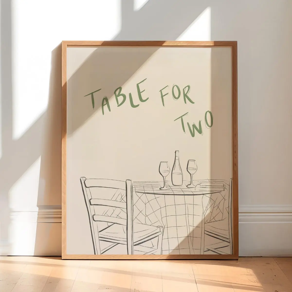Table for Two Wall Art Print – Eat Sign Kitchen Poster, Foodie Wall Art, Dining Room and College Apartment Decor, Room Decor, Unframed | 5 size, 8x12 to 27x40 inch