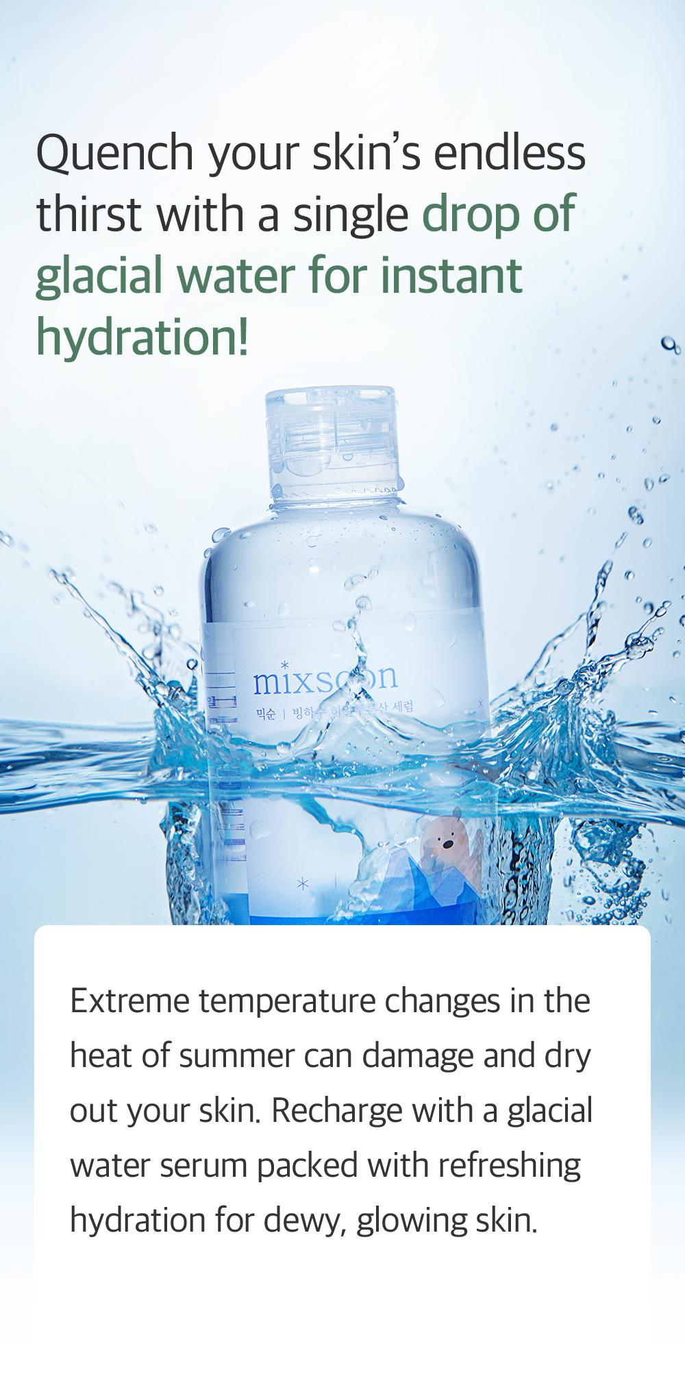 [mixsoon Official Shop] Glacier Water Hyaluronic Acid Serum 1.01 fl.oz / 30ml - Non-greasy Hydration Booster,  Korean Facial Serum for Glass Skin Moisture