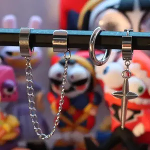 Cross lover set - A 3‑piece silver hoop set with minimal and cross‑pendant designs for a clean, edgy look.