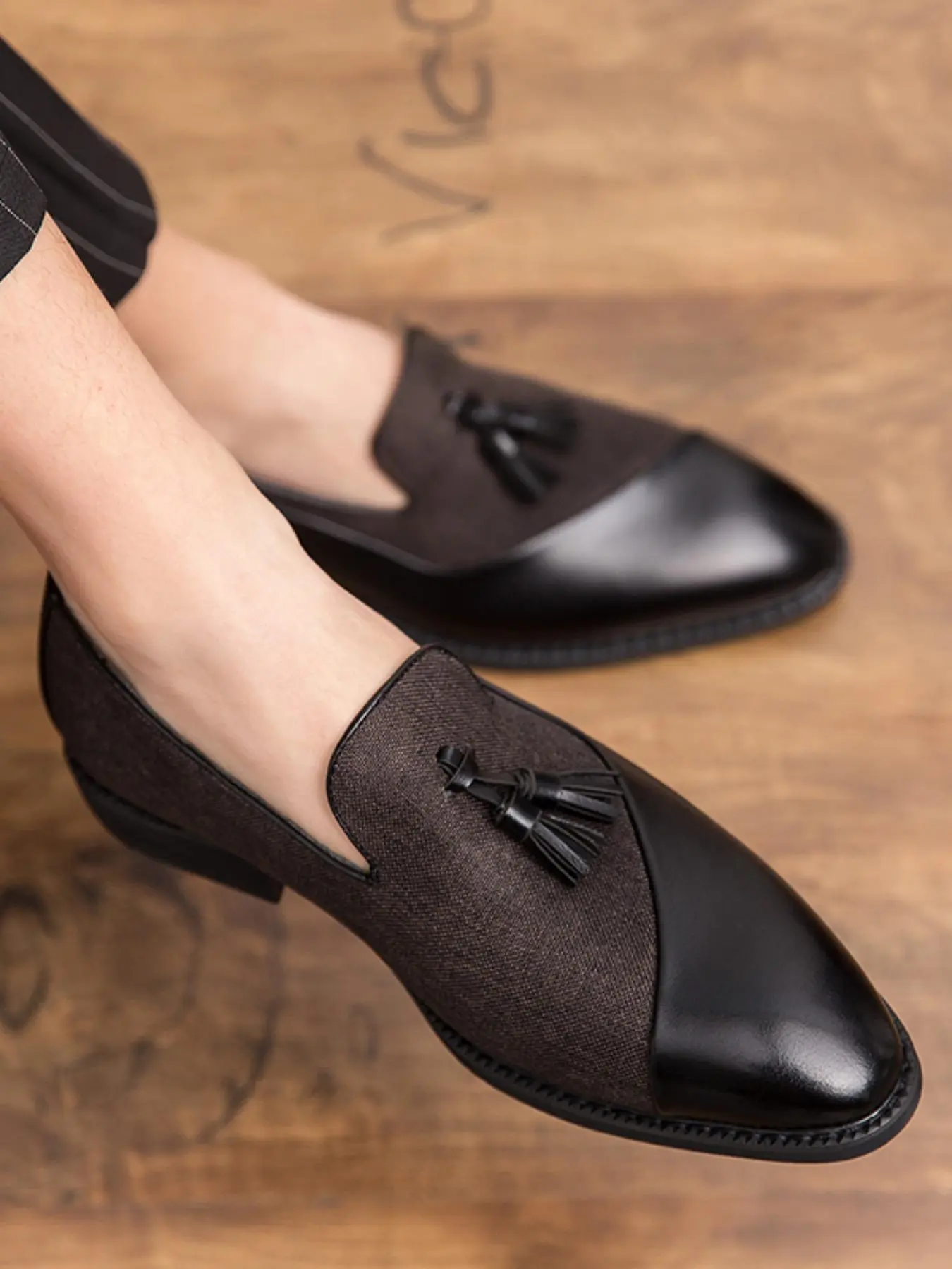 Men's Business Style Solid Color Tassel Decor Loafers, PU Leather Loafers, Pu Leather Footwear, Fashionable Comfortable Loafers for Daily Wear, Lightweight Breathable Slip On Shoes for All Seasons, Flat, Casual Business Shoes, Office Shoes