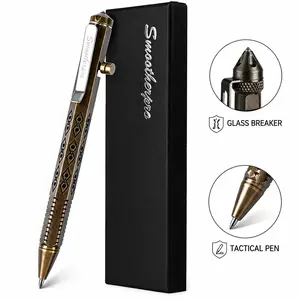 SMOOTHERPRO Solid Brass Bolt Action Pen Compatible with Pilot G2 Refill Stainless Steel Clip Hexagonal Six Edge Grip for Pocket Business EDC Signature Color Natural(PT635)