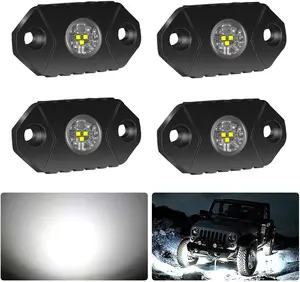 4WDKING LED Rock Lights, 4 Pods IP68 Waterproof Underbody Glow Trail Rig Lamp LED Neon Lights for Truck  Off Road Truck Car Boat ATV SUV Motorcycle