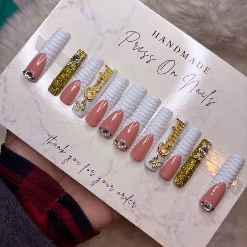 Zodiac Sign W'hite Frlench Tip Press On Nails - Perfect for Any Occasion press-on nail