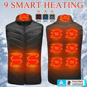 Heated Vest for Men Women, Lightweight 9-Zone Intelligent Heating Vest, 3 Gear Temperature Control, Washable, For Winter Outdoor Hunting Skiing Al