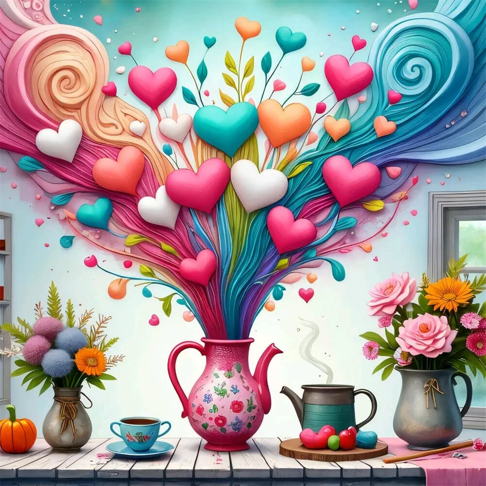 Love Vase Diamond Painting Kit Square Round Diamond 5D DIY Mosaic Cross Embroidery Handmade Art Crafts Exquisite Gift Home Decor Diamond Bedazzling Kit