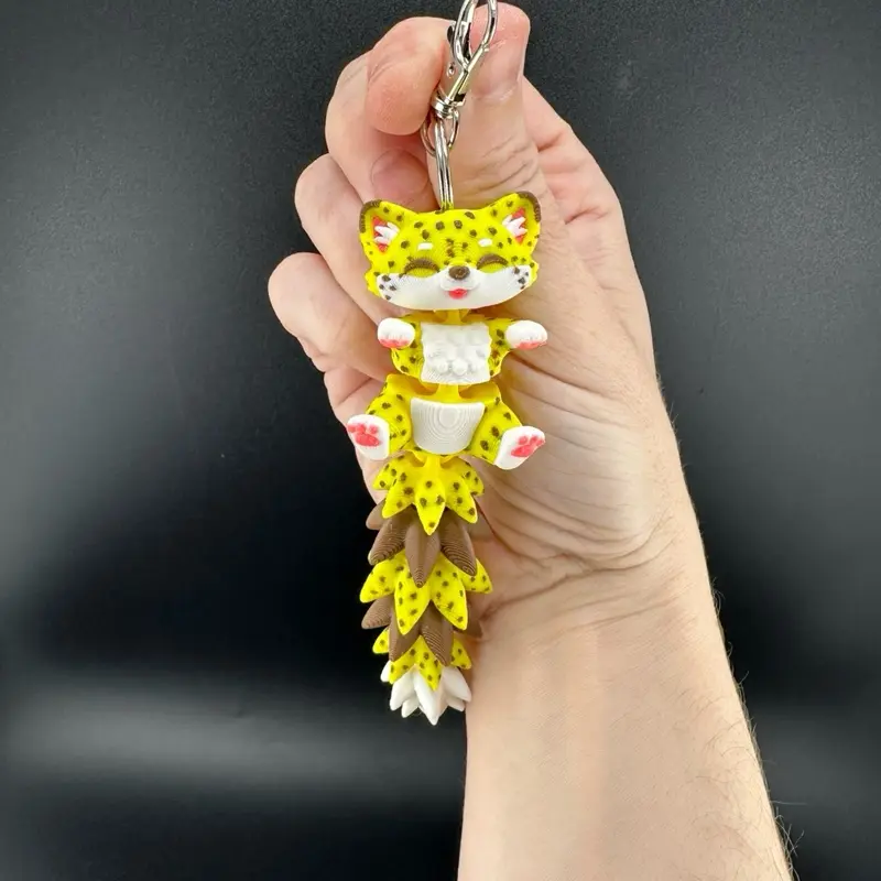 Flexi Cheetah 3D Printed Keychain - Character Charm, Decorative, Fashion, Hangable Keychain for Daily Casual Use, Stylish Unique Design Fashion Accessory, Character Charm Keychains, Decorative Keychains